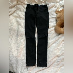 Hollister black ripped mid-rise skinny jeans